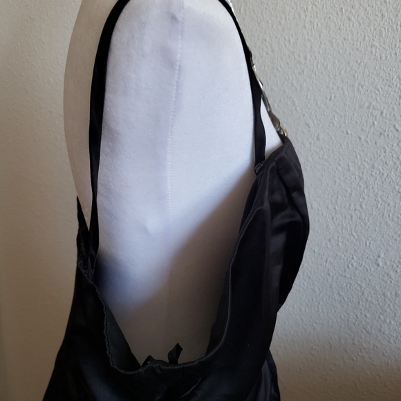 Vtg Impression Bride Womens Black Atlas Assymetrical Drapped Skirt Long - Picture 8 of 16